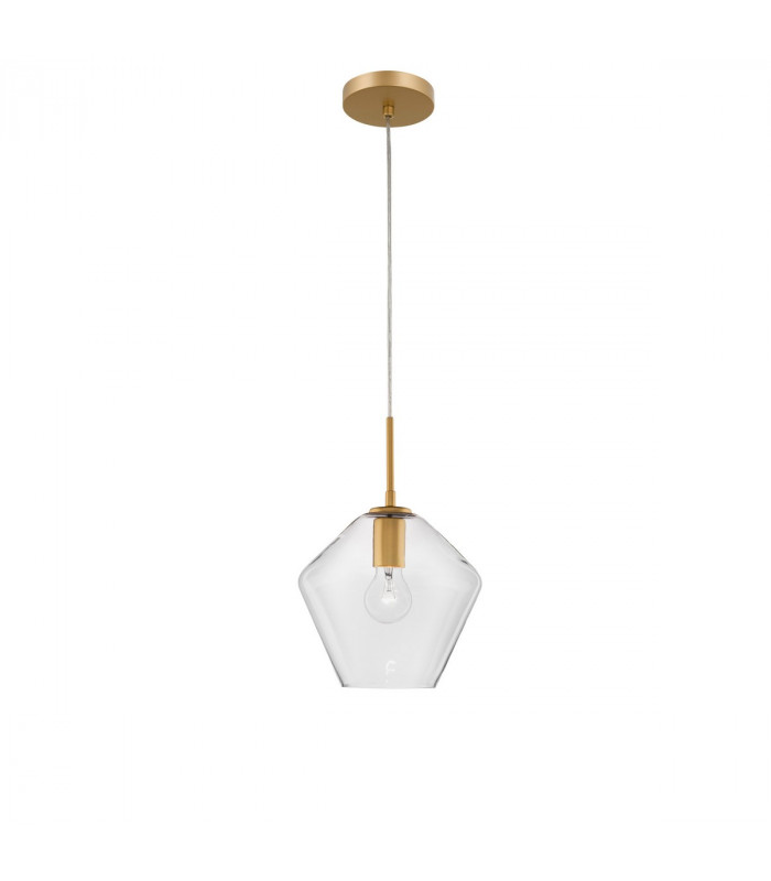 Prisma 23cm Dome Pendant Ceiling Light Gold Metal Clear Glass LED E27-1