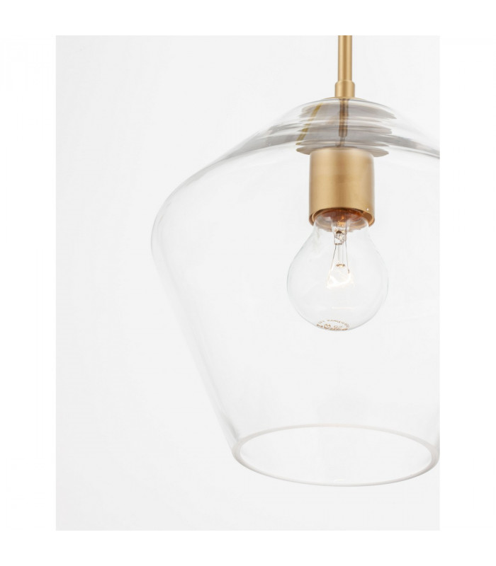 Prisma 23cm Dome Pendant Ceiling Light Gold Metal Clear Glass LED E27-4