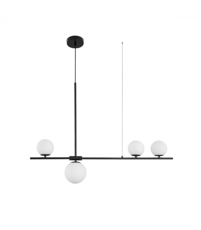 Impero 4 Light Bar Pendant Ceiling Light White Frosted Glass Black Metal LED G9-1