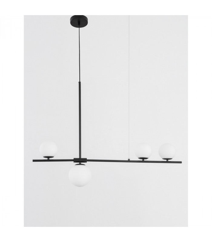 Impero 4 Light Bar Pendant Ceiling Light White Frosted Glass Black Metal LED G9-3