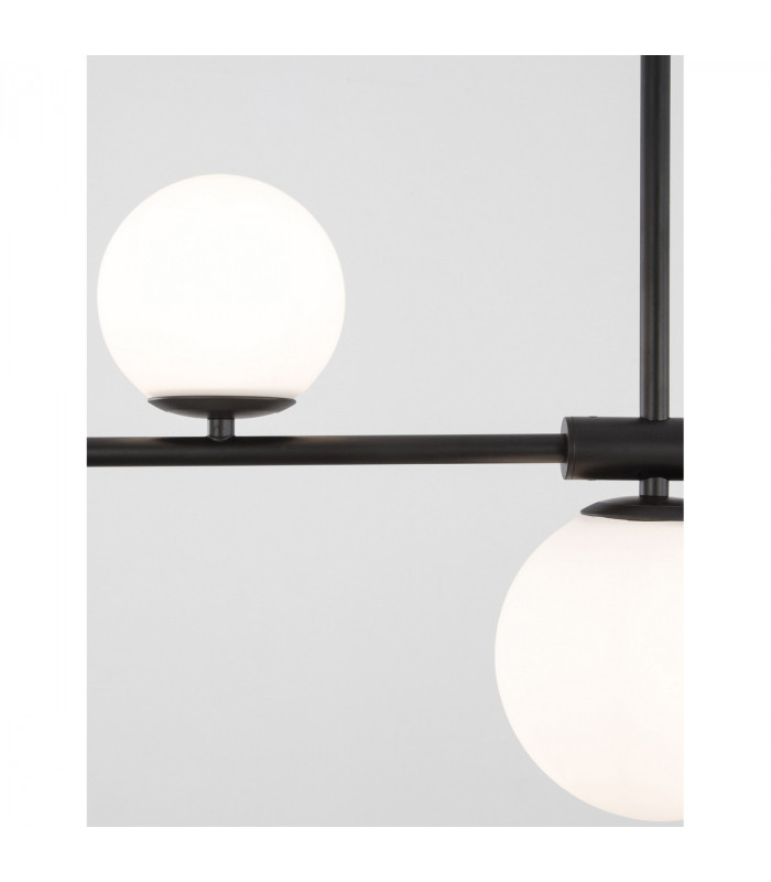 Impero 4 Light Bar Pendant Ceiling Light White Frosted Glass Black Metal LED G9-5