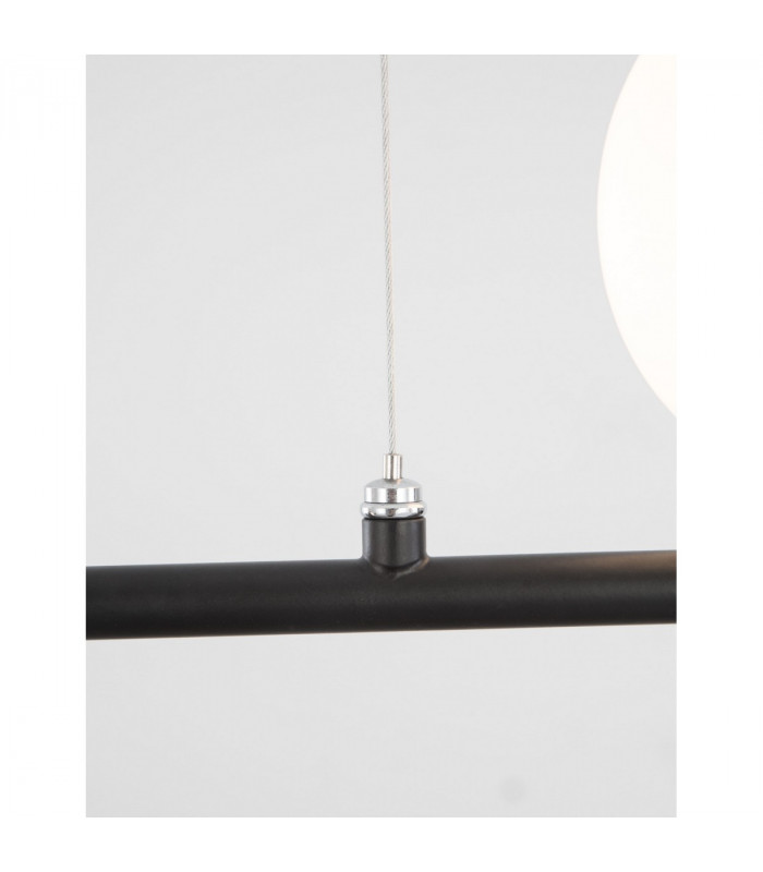 Impero 4 Light Bar Pendant Ceiling Light White Frosted Glass Black Metal LED G9-6