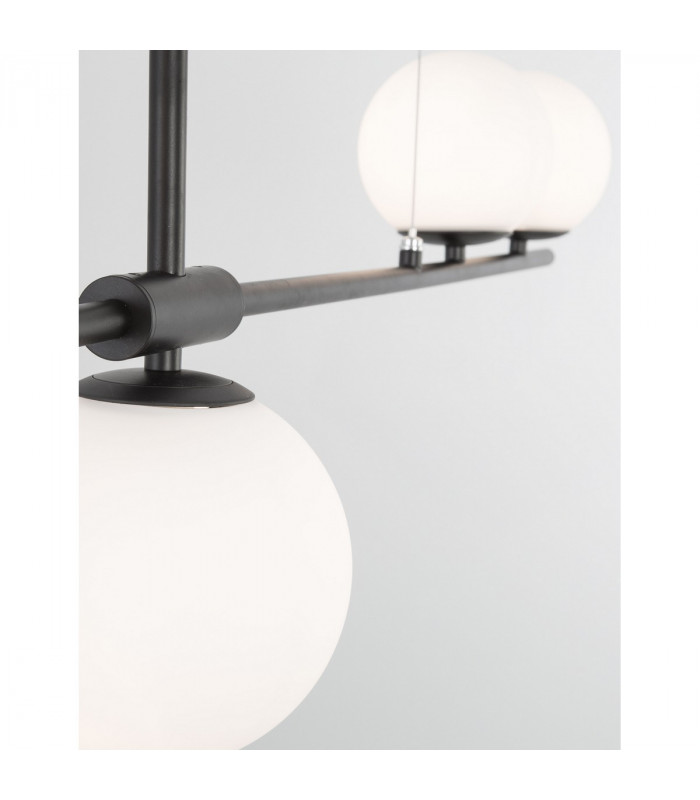 Impero 4 Light Bar Pendant Ceiling Light White Frosted Glass Black Metal LED G9-7