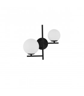 Impero 2 Light Wall Lamp White Frosted Glass Black Metal LED E14-1