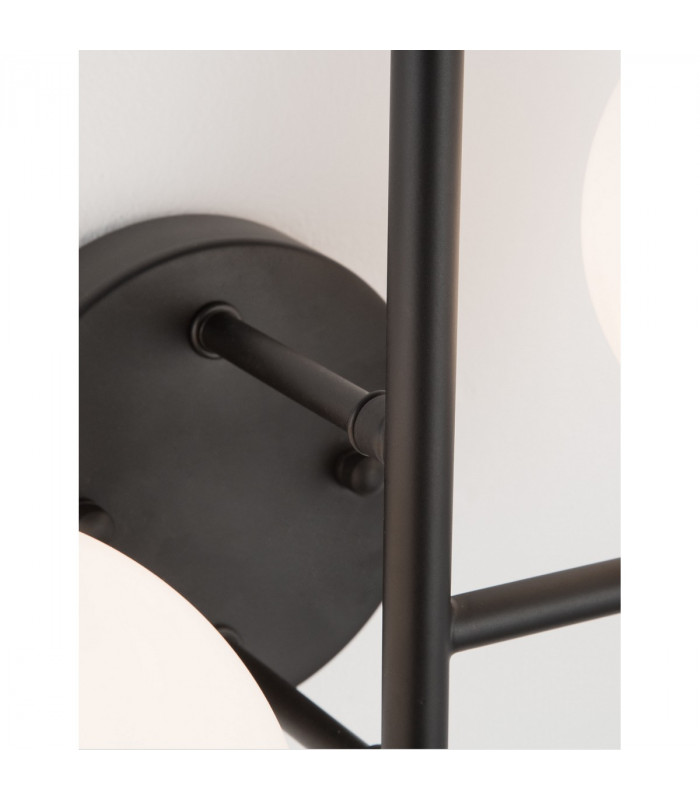 Impero 2 Light Wall Lamp White Frosted Glass Black Metal LED E14-5