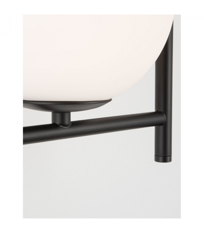 Impero 2 Light Wall Lamp White Frosted Glass Black Metal LED E14-6