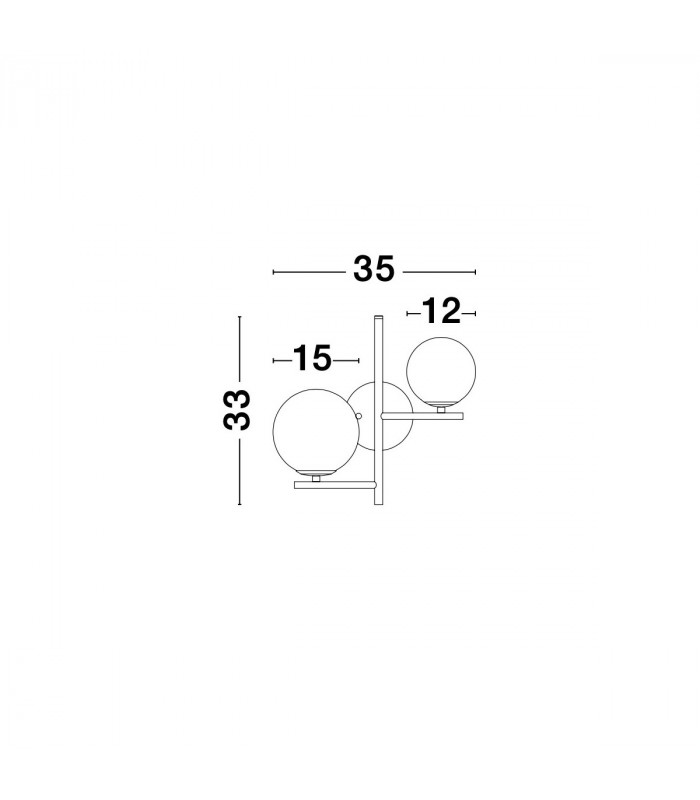 Impero 2 Light Wall Lamp White Frosted Glass Black Metal LED E14-7