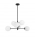 Impero 6 Light Globe Pendant Ceiling Light White Frosted Glass Black Metal LED E14-1