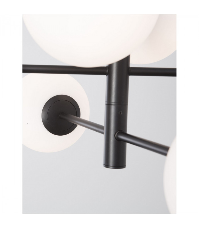 Impero 6 Light Globe Pendant Ceiling Light White Frosted Glass Black Metal LED E14-8