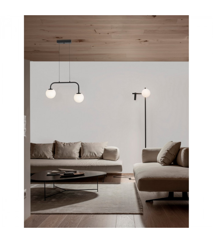 Joline Integrated LED Pendant Ceiling Light Sandy Black Metal Aluminium White Opal Glass LED 16W 1030Lm 3200K-2