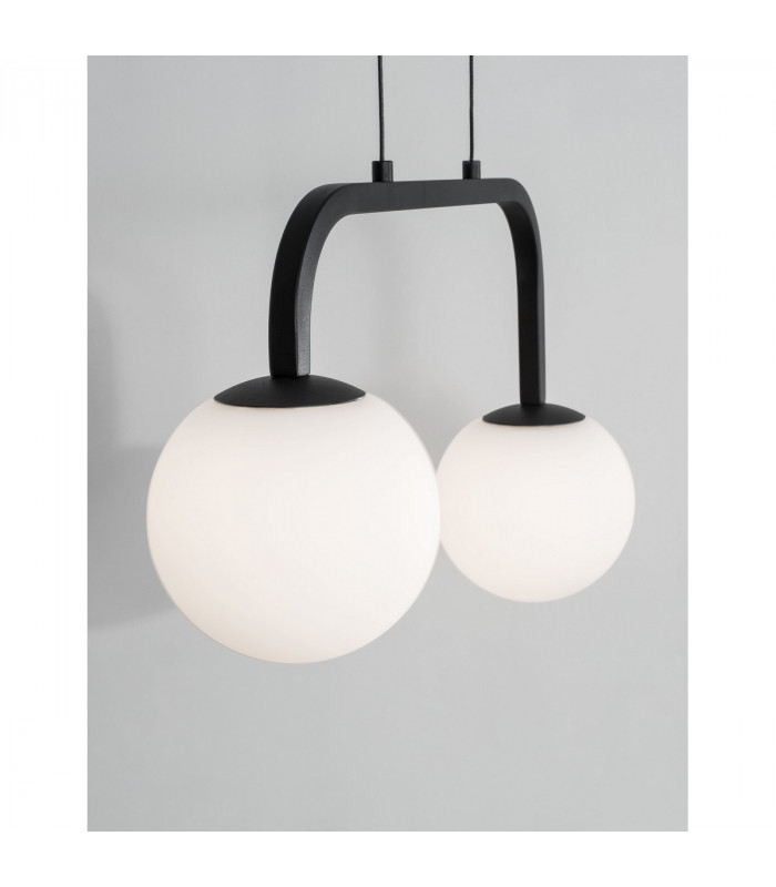 Joline Integrated LED Pendant Ceiling Light Sandy Black Metal Aluminium White Opal Glass LED 16W 1030Lm 3200K-3