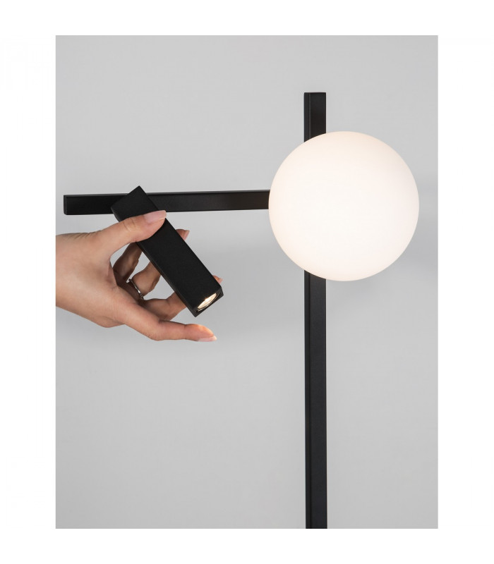 Joline Reading Lamp Sandy Black Metal Aluminium White Opal Glass Switched LED 6W 450Lm 1x3W 200Lm 3200K-6