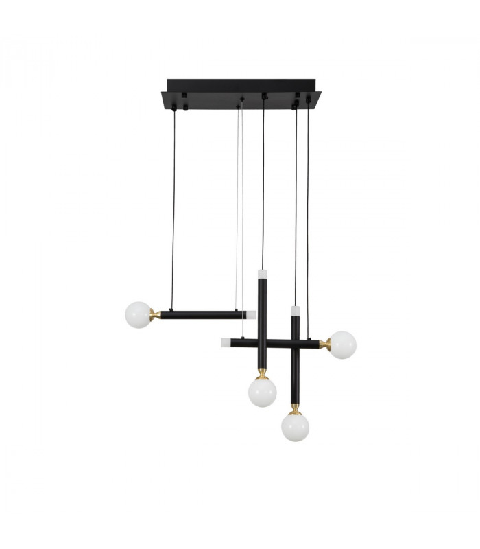 Cayo Integrated LED Pendant Ceiling Light Opal Glass Brass Black Aluminium LED 20W 1000Lm 3000K-1