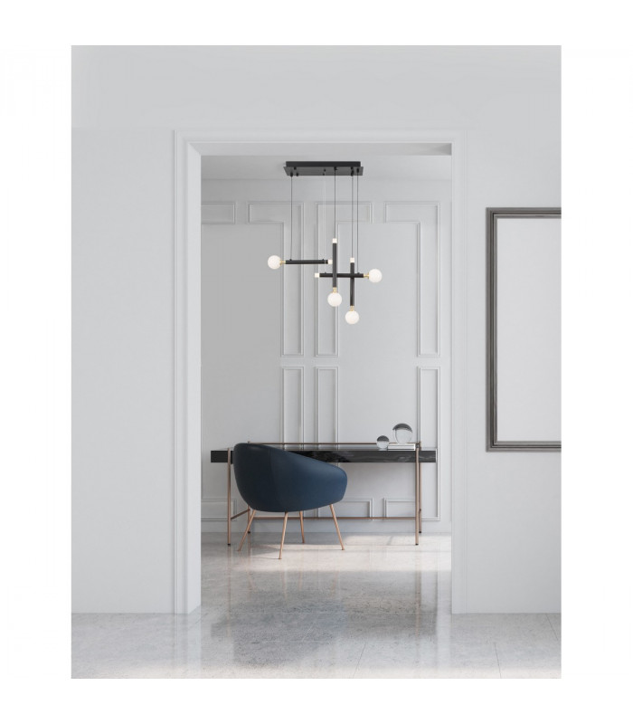 Cayo Integrated LED Pendant Ceiling Light Opal Glass Brass Black Aluminium LED 20W 1000Lm 3000K-2