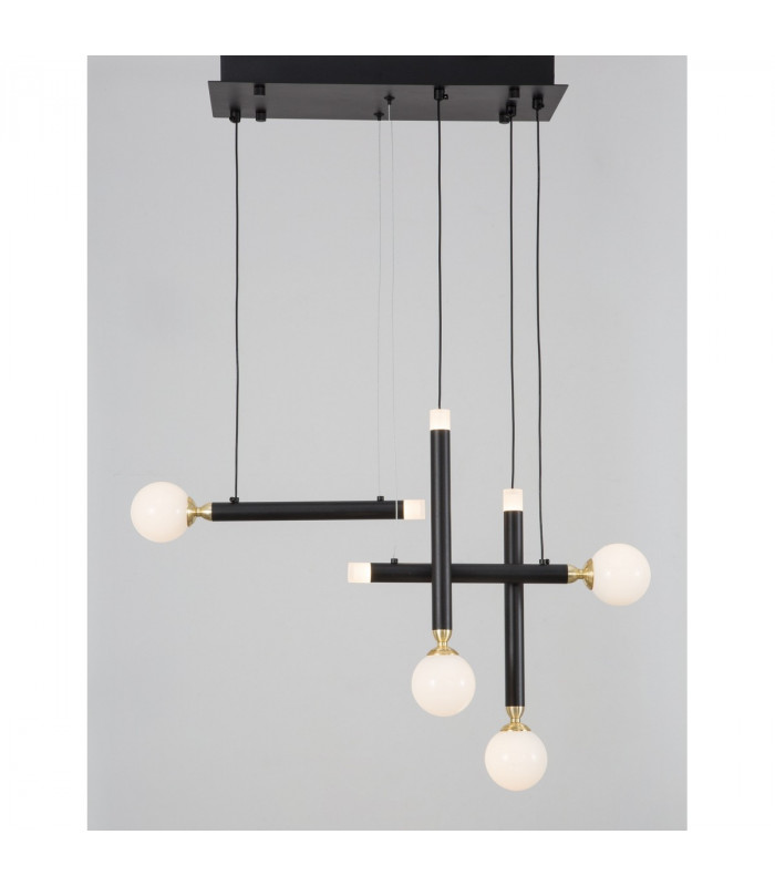 Cayo Integrated LED Pendant Ceiling Light Opal Glass Brass Black Aluminium LED 20W 1000Lm 3000K-3