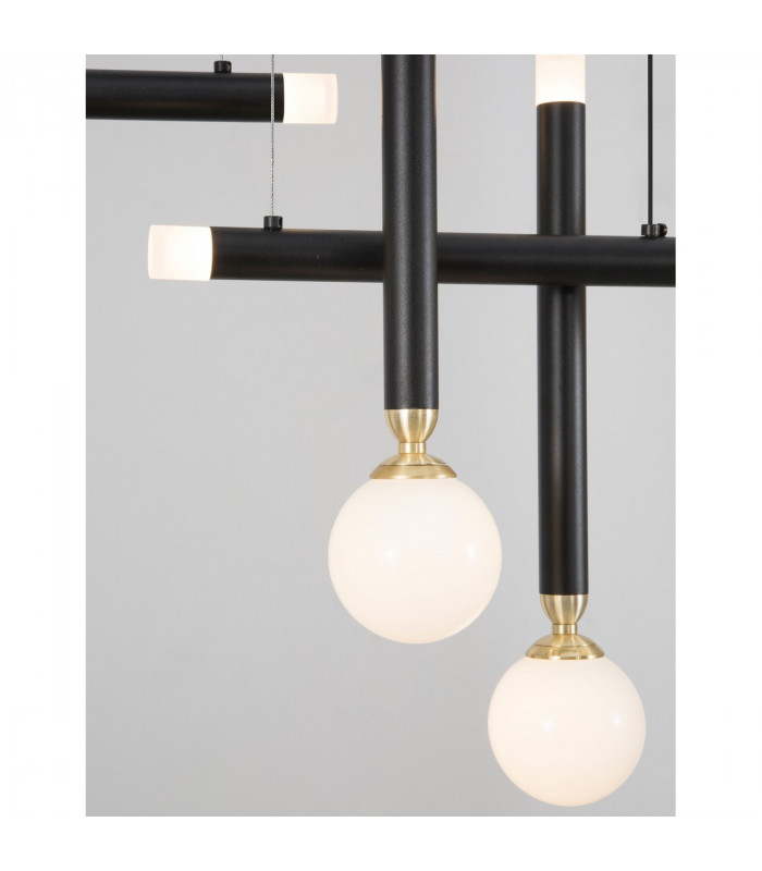Cayo Integrated LED Pendant Ceiling Light Opal Glass Brass Black Aluminium LED 20W 1000Lm 3000K-5