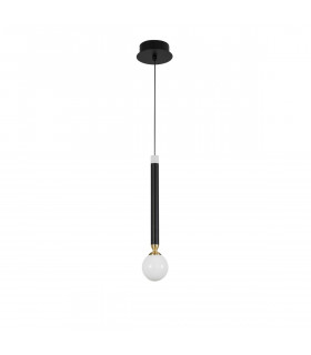 Cayo Integrated LED Pendant Ceiling Light Opal Glass Brass Black Aluminium LED 1x5W 250Lm 3000K-1