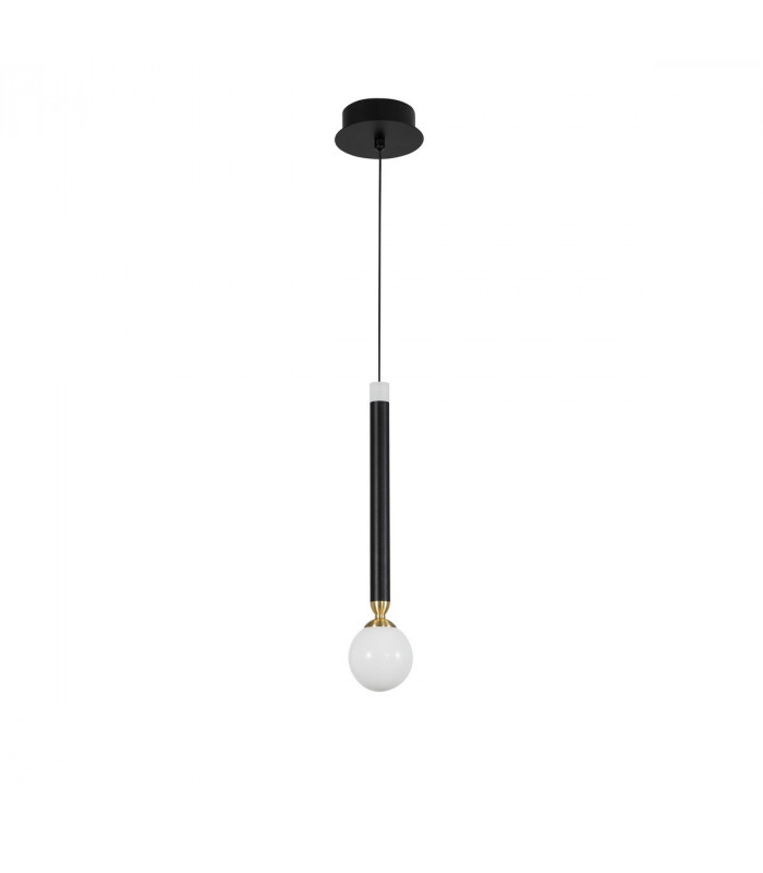 Cayo Integrated LED Pendant Ceiling Light Opal Glass Brass Black Aluminium LED 1x5W 250Lm 3000K-1
