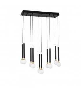 Cayo Bar Pendant Ceiling Light Opal Glass Brass Black Aluminium LED 50W 2400Lm 3000K-1
