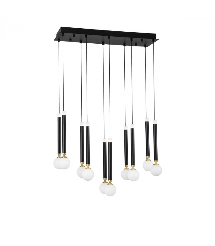 Cayo Bar Pendant Ceiling Light Opal Glass Brass Black Aluminium LED 50W 2400Lm 3000K-1