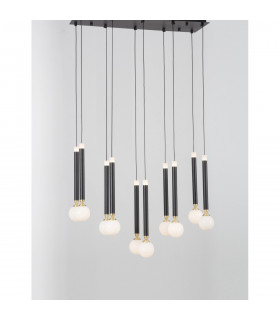 Cayo Bar Pendant Ceiling Light Opal Glass Brass Black Aluminium LED 50W 2400Lm 3000K-2