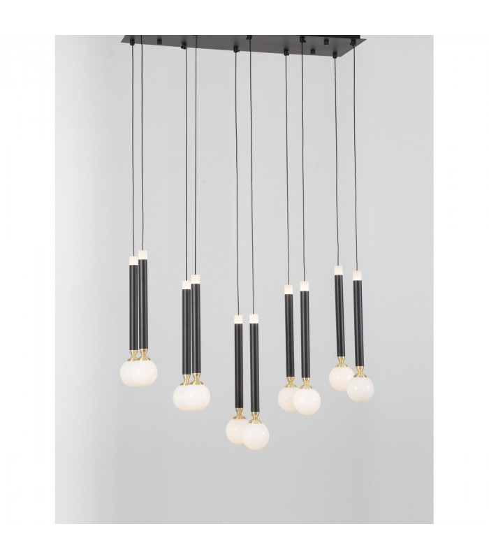 Cayo Bar Pendant Ceiling Light Opal Glass Brass Black Aluminium LED 50W 2400Lm 3000K-2