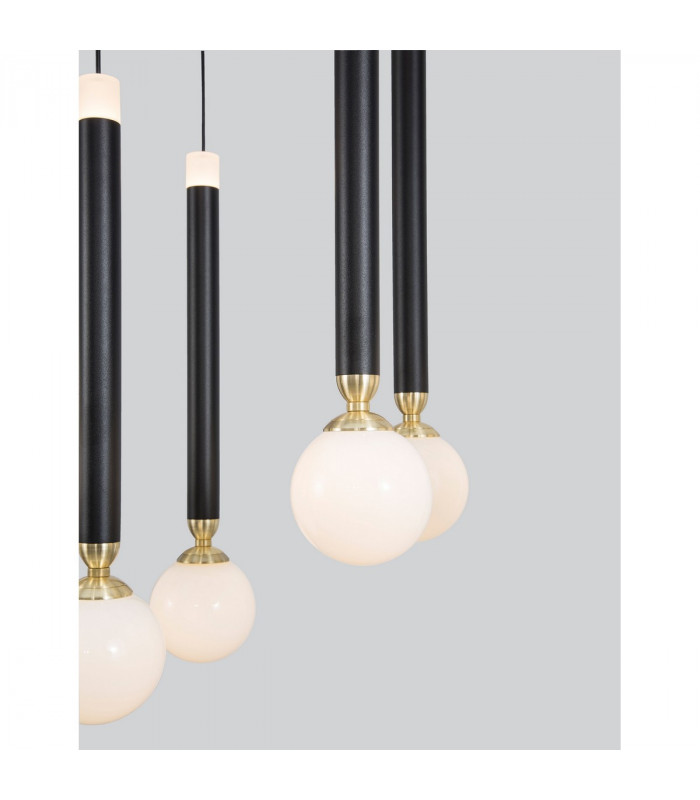 Cayo Bar Pendant Ceiling Light Opal Glass Brass Black Aluminium LED 50W 2400Lm 3000K-3