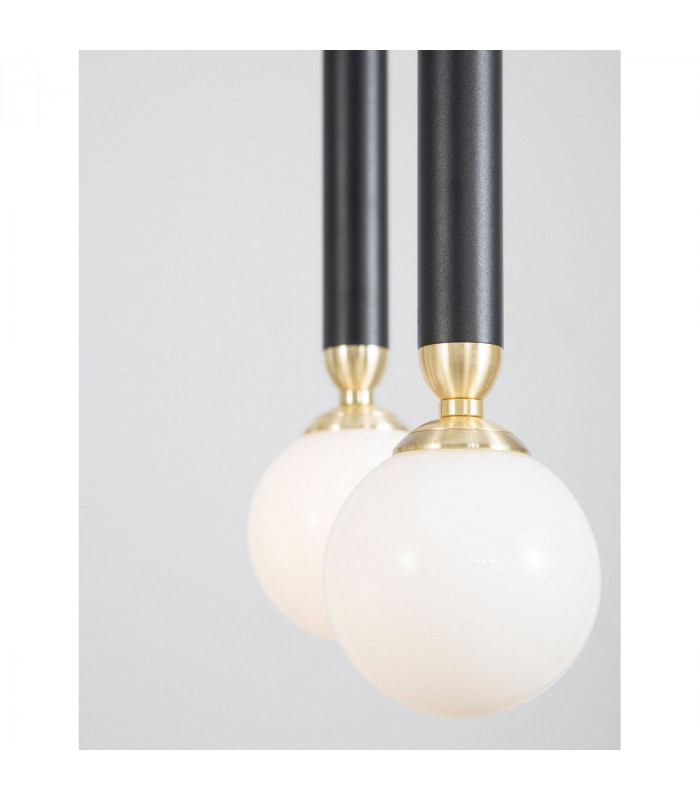 Cayo Bar Pendant Ceiling Light Opal Glass Brass Black Aluminium LED 50W 2400Lm 3000K-4