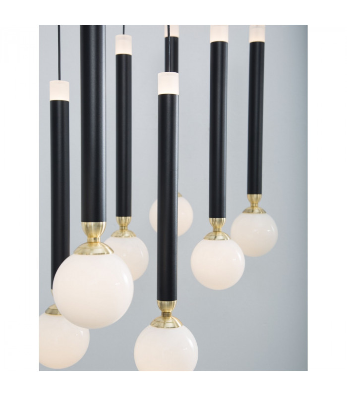 Cayo Bar Pendant Ceiling Light Opal Glass Brass Black Aluminium LED 50W 2400Lm 3000K-5