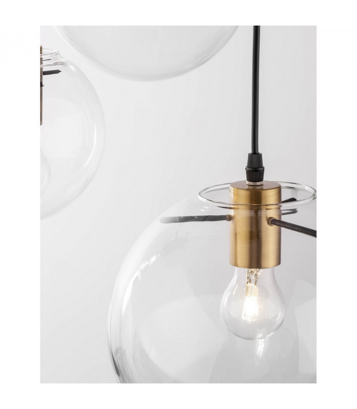 Mirale 3 Light Cluster Pendant Ceiling Light Clear Glass Gold Metal Black LED E27-4