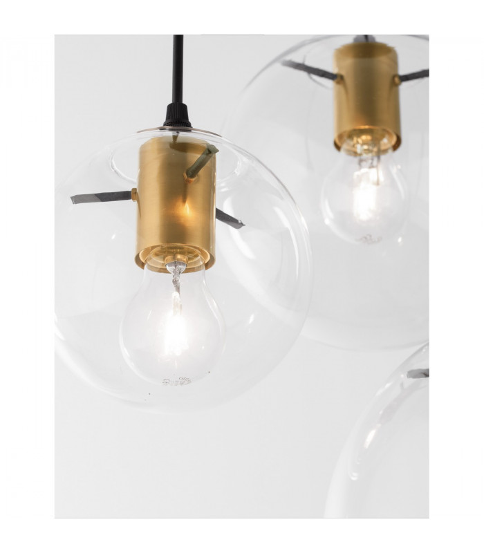 Mirale 3 Light Cluster Pendant Ceiling Light Clear Glass Gold Metal Black LED E27-5