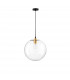 Mirale 25cm Globe Pendant Ceiling Light Gold Metal Clear Glass Black LED E27-1