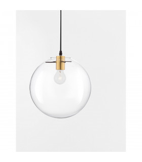 Mirale 25cm Globe Pendant Ceiling Light Gold Metal Clear Glass Black LED E27-2
