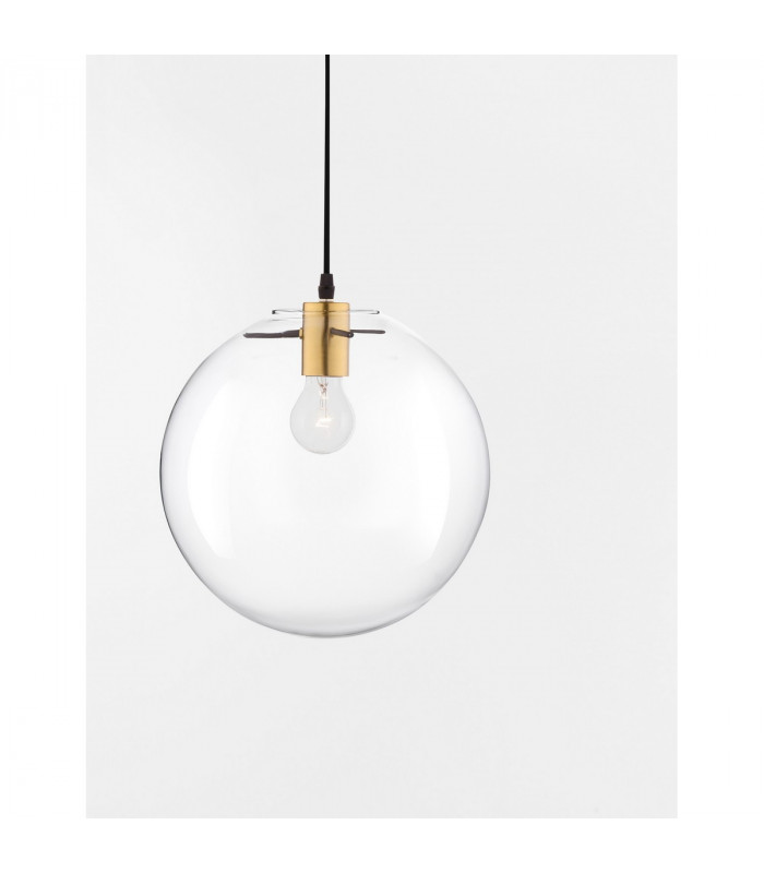 Mirale 25cm Globe Pendant Ceiling Light Gold Metal Clear Glass Black LED E27-2