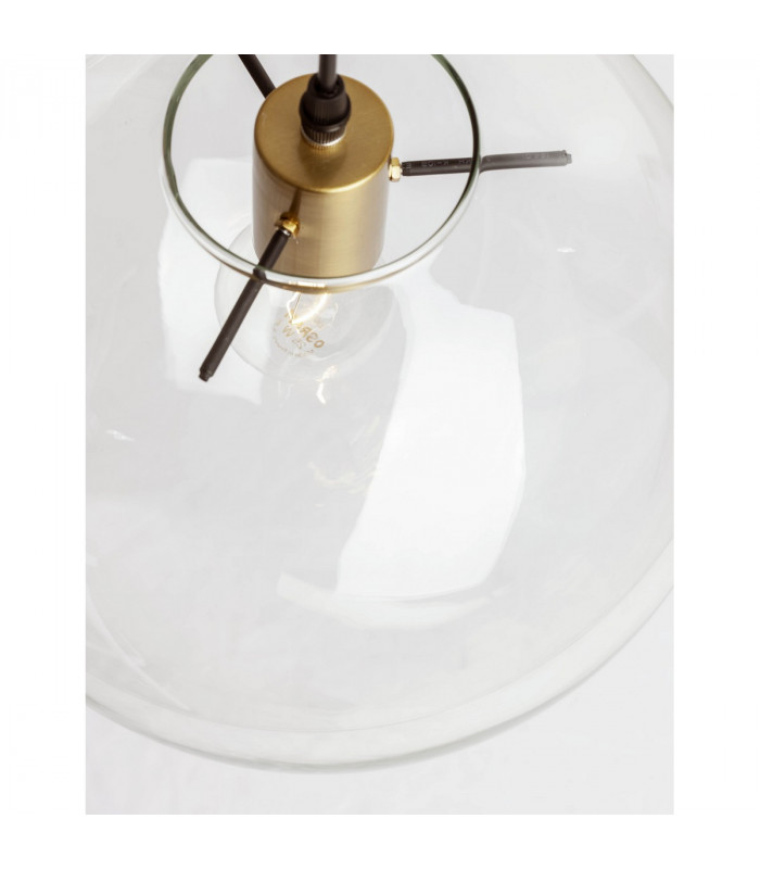 Mirale 25cm Globe Pendant Ceiling Light Gold Metal Clear Glass Black LED E27-5