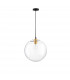 Mirale 30cm Globe Pendant Ceiling Light Gold Metal Clear Glass Black LED E27-1