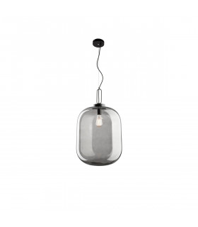 Hunter 35cm Globe Pendant Ceiling Light Black Aluminium Smoke Glass LED E27-1