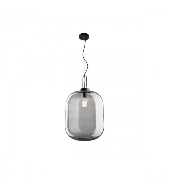 Hunter 35cm Globe Pendant Ceiling Light Black Aluminium Smoke Glass LED E27-1