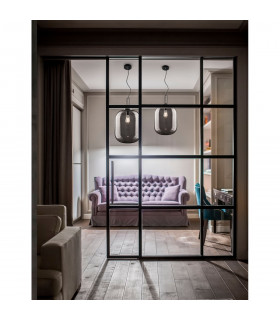 Hunter 35cm Globe Pendant Ceiling Light Black Aluminium Smoke Glass LED E27-2