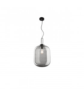 Hunter 25cm Globe Pendant Ceiling Light Black Aluminium Smoke Glass LED E27-1