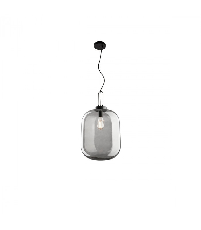 Hunter 25cm Globe Pendant Ceiling Light Black Aluminium Smoke Glass LED E27-1