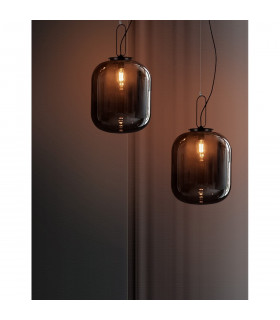 Hunter 25cm Globe Pendant Ceiling Light Black Aluminium Smoke Glass LED E27-2