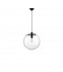 Ovvio 30cm Globe Pendant Ceiling Light Clear Glass Black Metal Black Fabric Wire LED E27-1