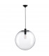 Ovvio 50cm Globe Pendant Ceiling Light Clear Glass Black Metal Black Fabric Wire LED E27-1