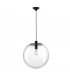 Ovvio 40cm Globe Pendant Ceiling Light Clear Glass Black Metal Black Fabric Wire LED E27-1