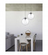 Ovvio 40cm Globe Pendant Ceiling Light Clear Glass Black Metal Black Fabric Wire LED E27-2
