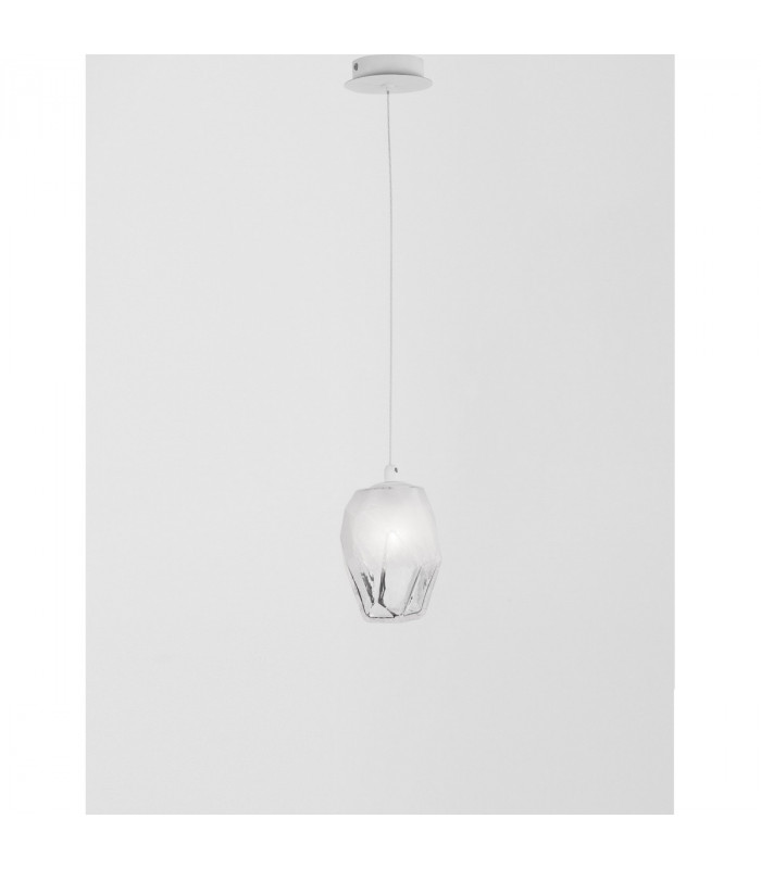 Ice Globe Pendant Ceiling Light White Colour Glass White Metal LED G9-3