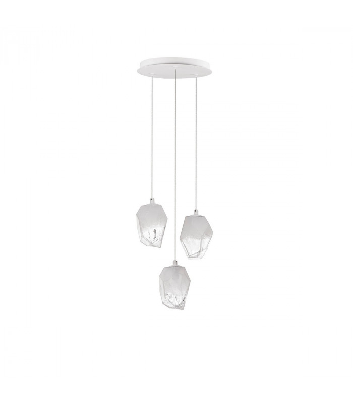 Ice 3 Light Cluster Pendant Ceiling Light White Colour Glass White Metal LED G9-1