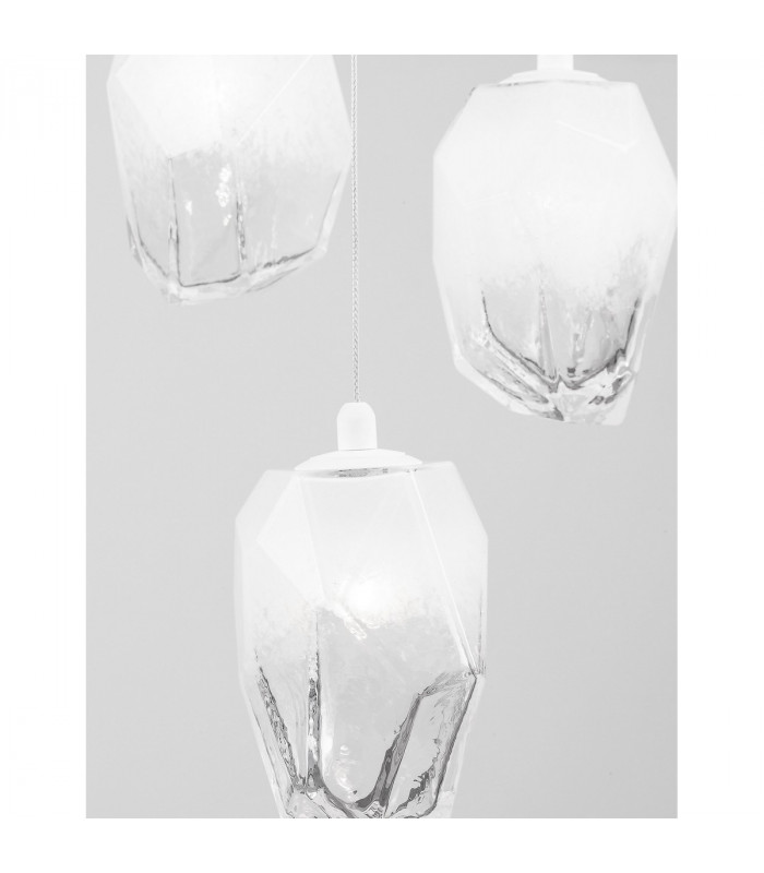Ice 3 Light Cluster Pendant Ceiling Light White Colour Glass White Metal LED G9-2