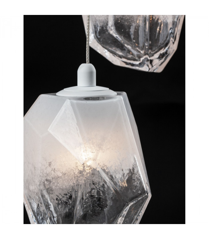 Ice 3 Light Cluster Pendant Ceiling Light White Colour Glass White Metal LED G9-4